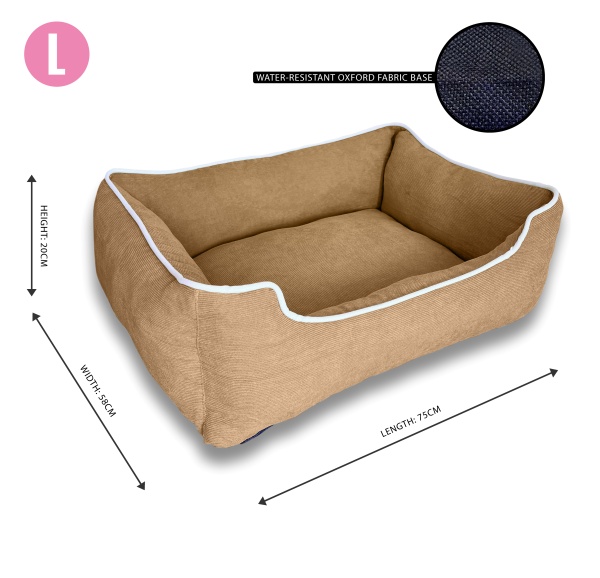 Personalised Dog Bed - Luxury Beige Corduroy