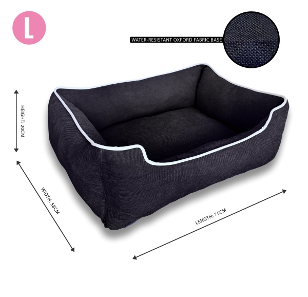 Personalised Dog Bed - Luxury Black Corduroy