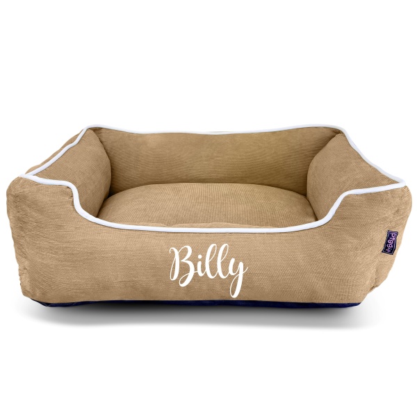 Personalised Dog Bed - Luxury Beige Corduroy