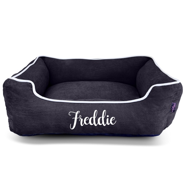 Personalised Dog Bed - Luxury Black Corduroy