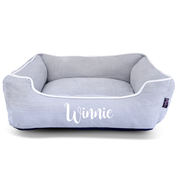 Personalised Dog Bed - Luxury Grey Corduroy