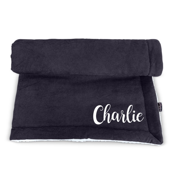 Personalised Dog Blanket - Luxury Black Corduroy