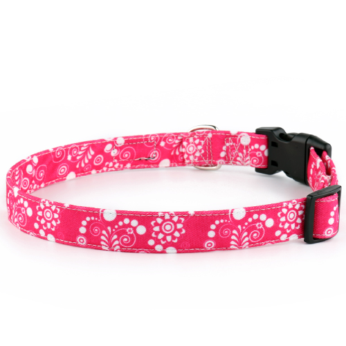 Hot Pink Canvas Dog Collar - richpaw.co.uk/