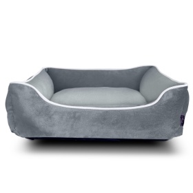 Luxe Grey Velvet Dog Bed